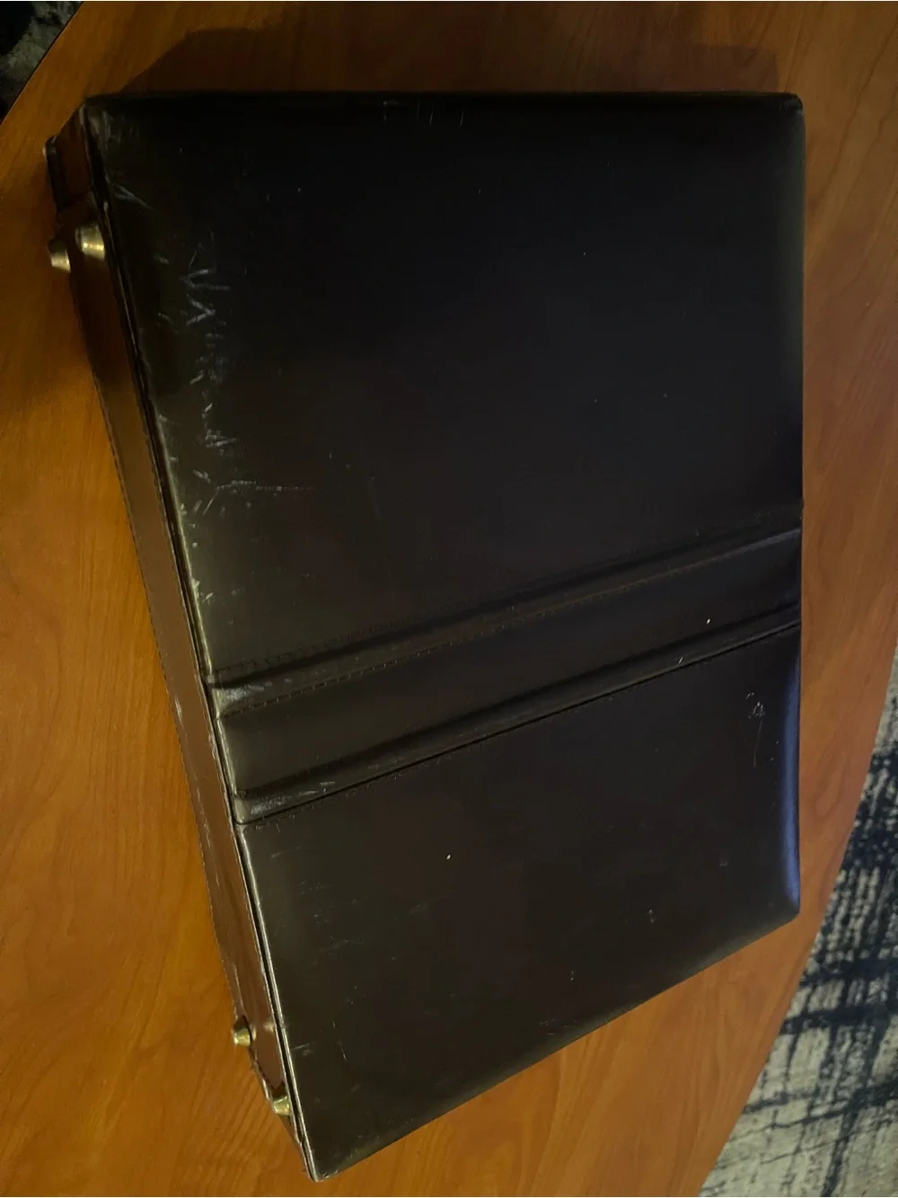 Classic Brown Leather Briefcase with Gold Hardware